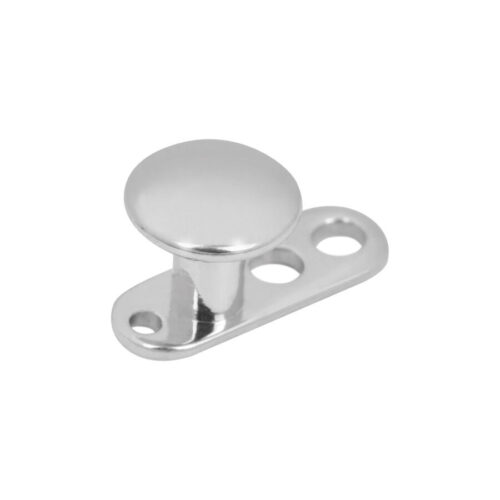 Piercing in titanio argento con testa piatta e tre fori di fissaggio