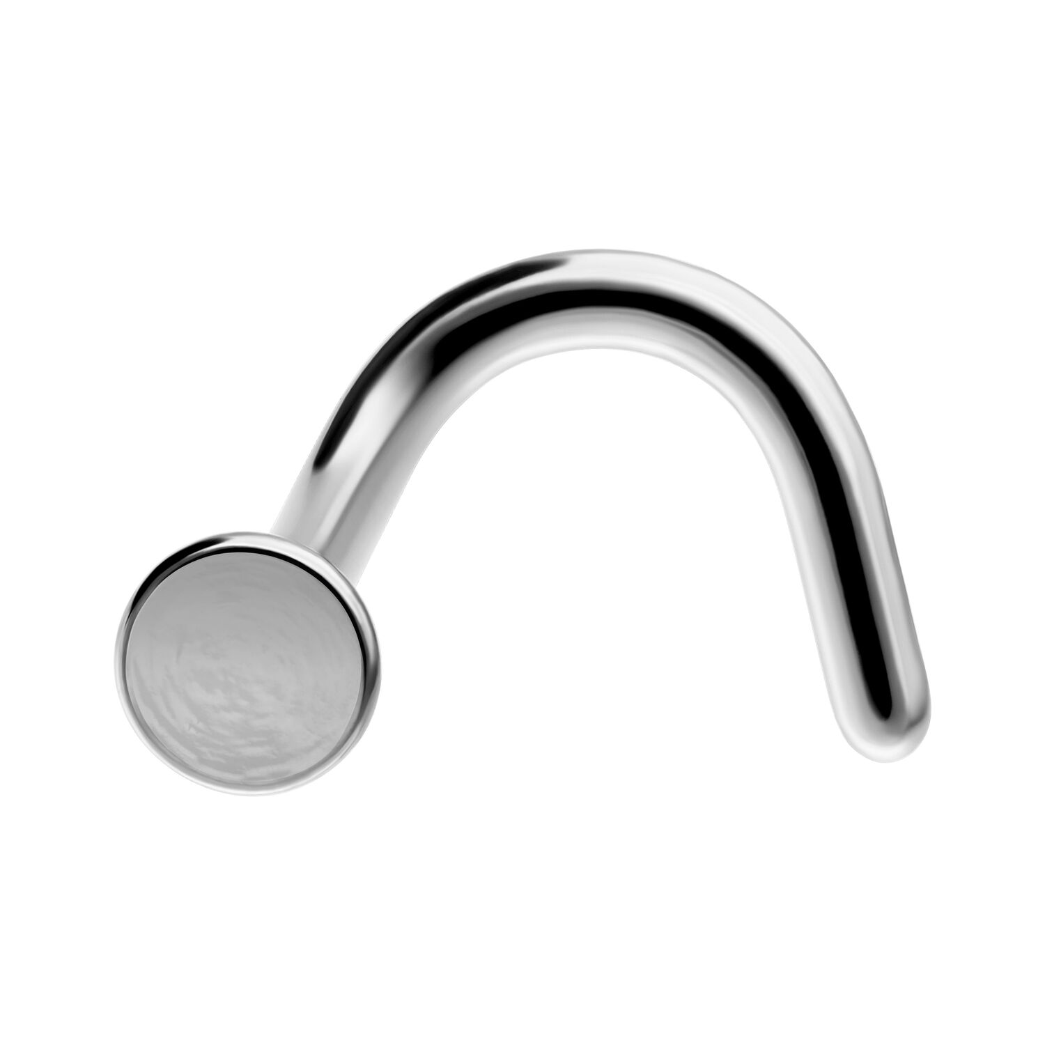 Piercing al naso in titanio argento su sfondo bianco