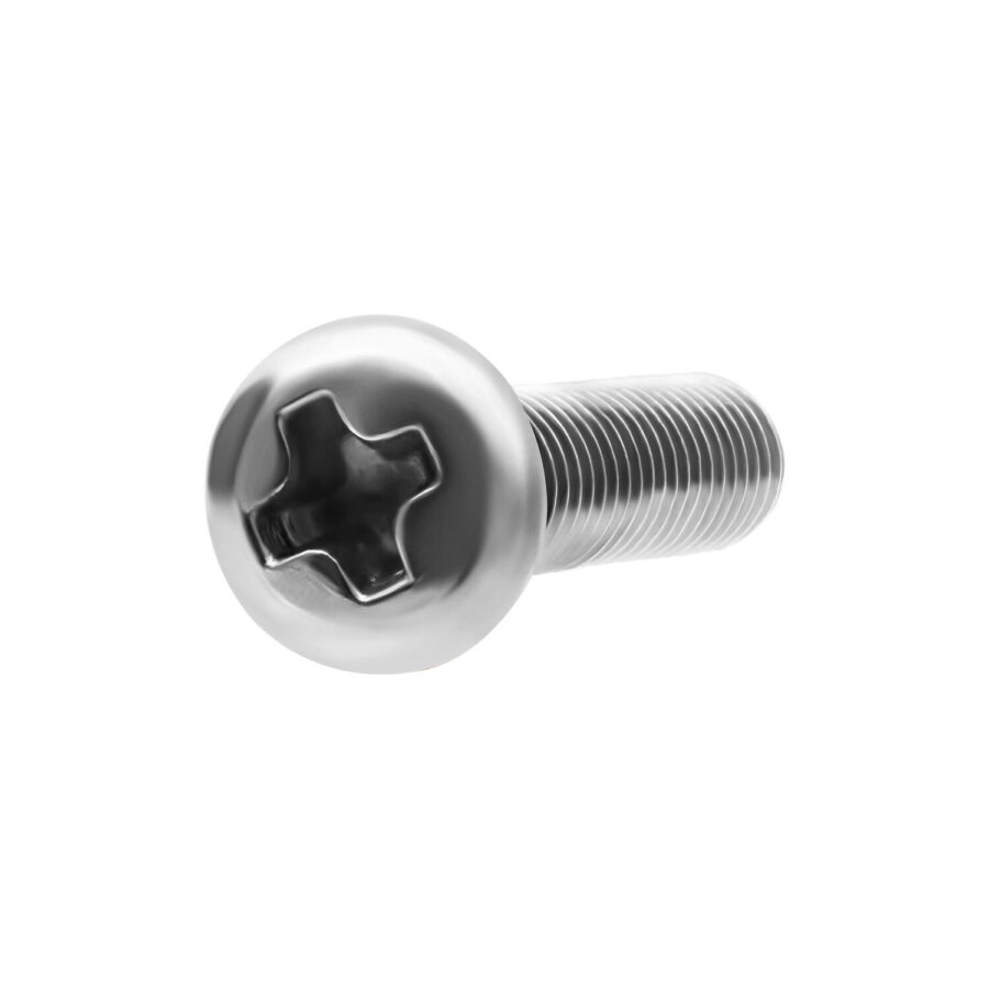 Vite di ricambio in argento di acciaio chirurgico 316L con lunghezza di 8,0 mm e spessore di 2,5 mm su sfondo bianco