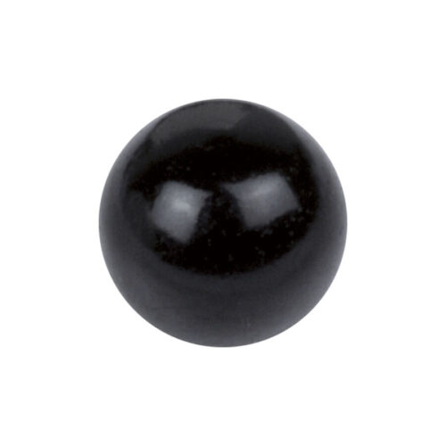 Sfera nera in acrilico, liscia, riflettente su sfondo bianco