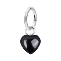 Anello ombelico nero con ciondolo a cuore in acciaio chirurgico, 8 mm