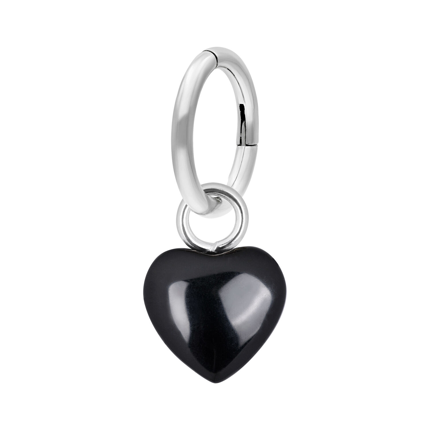 Anello ombelico nero con ciondolo a cuore in acciaio chirurgico, 8 mm