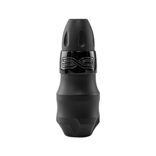 Macchinetta per tatuaggi FK Irons EXO nera in alluminio su sfondo bianco