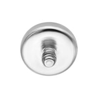 Puntale per piercing rotondo in titanio argento con superficie liscia su sfondo bianco