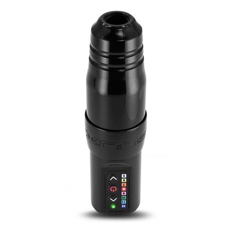 FK Irons Microbeau Flux S in Nero Macchina per tatuaggi FK Irons Microbeau Flux S nera su sfondo bianco