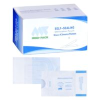 Buste sterilizzazione trasparenti 43x76mm su sfondo bianco