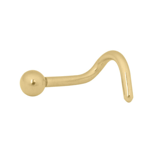 Piercing nasale in oro titanio con sfera su sfondo bianco