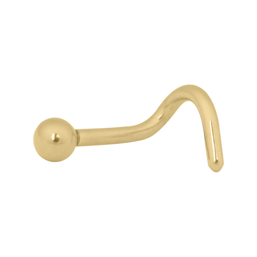 Piercing nasale in oro titanio con sfera su sfondo bianco