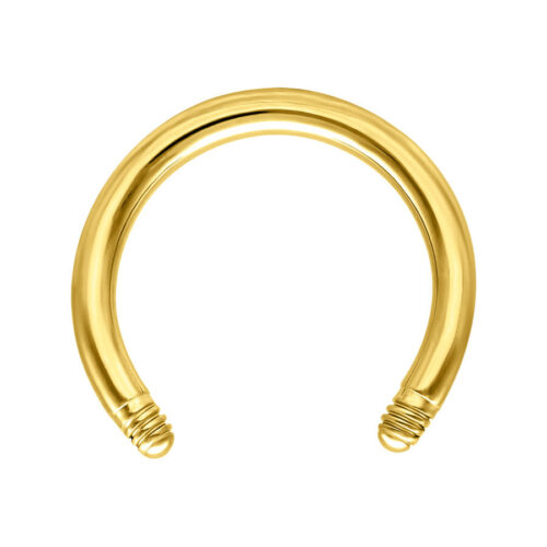 Barbell Circolare in Titanio Dorato con spessore di 1,6 mm e diametro interno di 8,0 mm su sfondo bianco