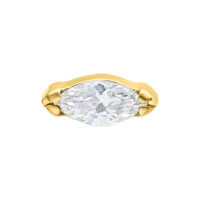 Punta dorata con cristallo marquise chiaro per piercing, 0,8 mm