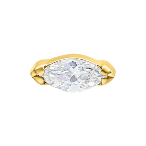 Punta dorata con cristallo marquise chiaro per piercing, 0,8 mm