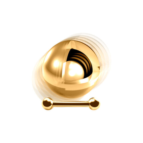 Barbell in oro titanio con sfere su sfondo bianco