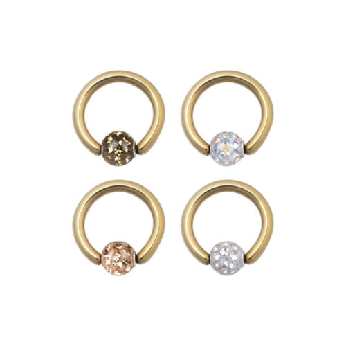 Anello Clip-In brillanti in titanio dorato