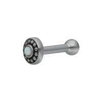 Barbell per Orecchio in Argento con Opale Tribale Barbell per orecchio in argento con opale e design tribale su sfondo bianco