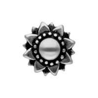 Barbell Sunflower in argento in acciaio chirurgico su sfondo bianco