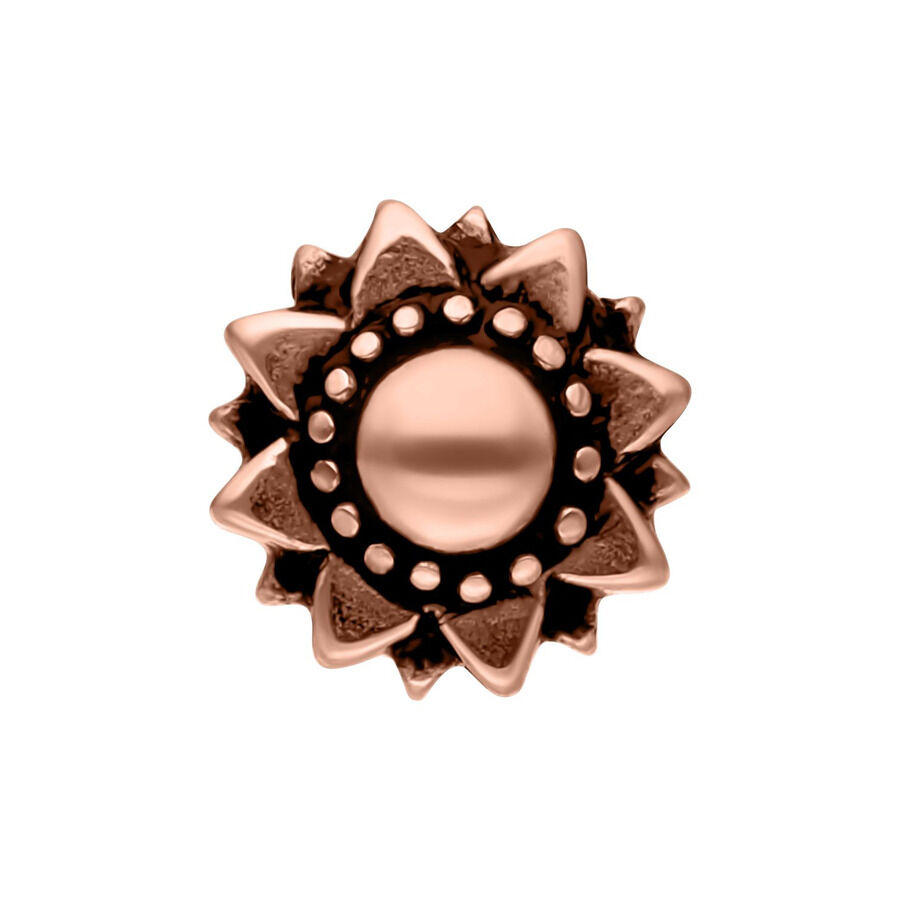 Orecchino Barbell Sunflower in oro rosa su sfondo bianco