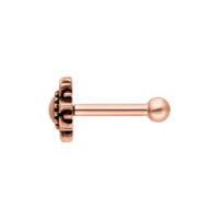 Sunflower Earbarbell in oro rosa con motivo floreale su sfondo bianco