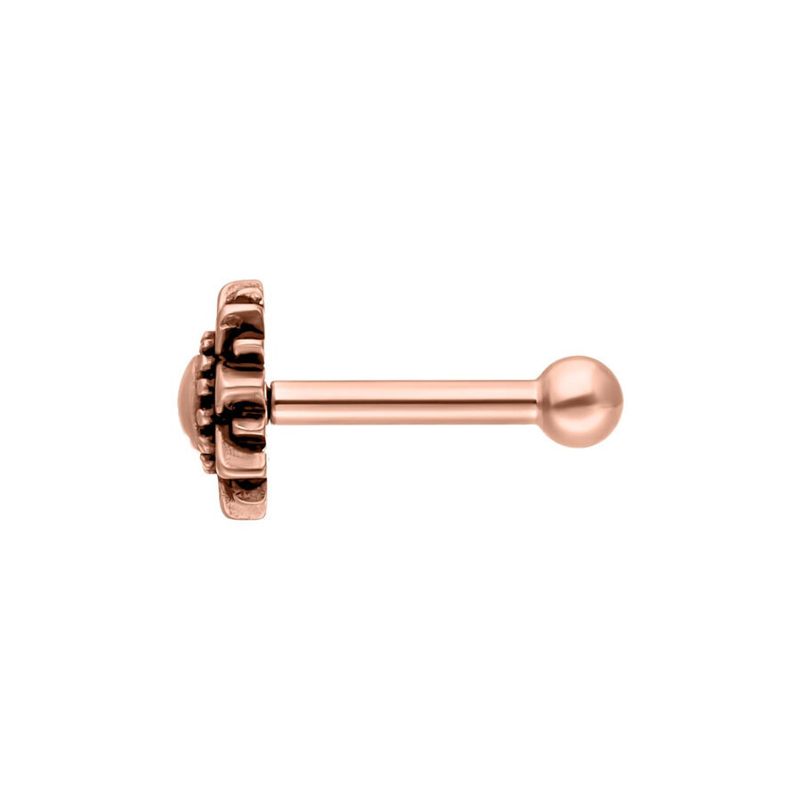 Sunflower Earbarbell in oro rosa con motivo floreale su sfondo bianco