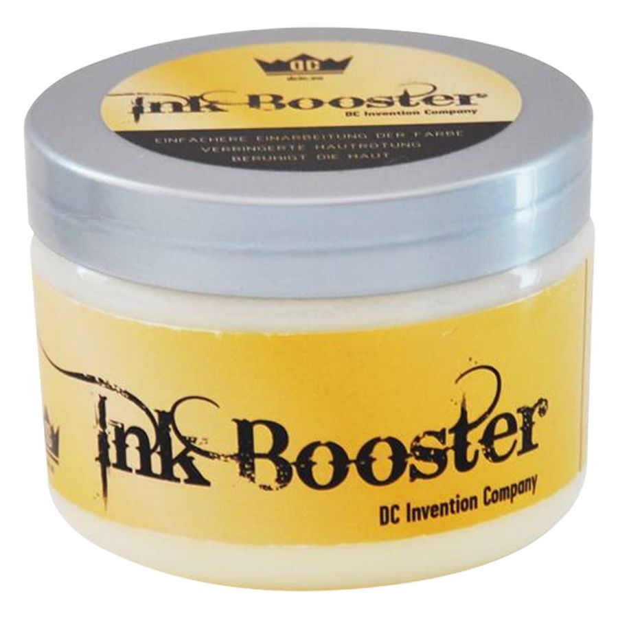 Crema per tatuaggi Ink Booster 250 ml in contenitore giallo con coperchio argentato