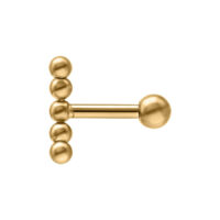 Goldener Ball Curve Earbarbell in titanio con superficie lucida su sfondo bianco