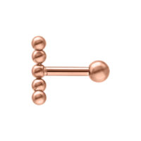 Rosé goldener Earbarbell aus Titan mit Kugelenden auf weißem Hintergrund