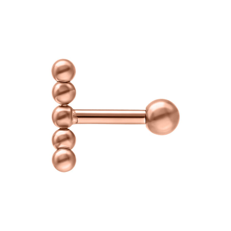 Rosé goldener Earbarbell aus Titan mit Kugelenden auf weißem Hintergrund