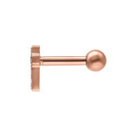 Orecchino Barbell in oro rosa con design a croce e cristalli chiari, sfondo da studio