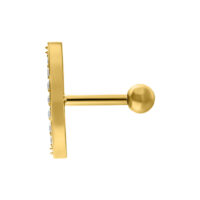 Orecchino Barbell Crystal Wave in oro con filettatura esterna su sfondo bianco