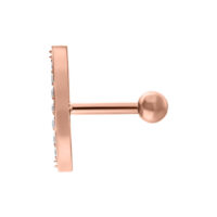 Orecchino Barbell in roségold con onda di cristallo su sfondo bianco