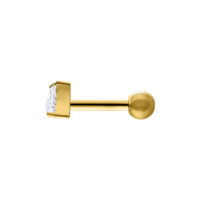 Goldener Ohr Barbell mit kristallklarem Dreieck auf weißem Hintergrund