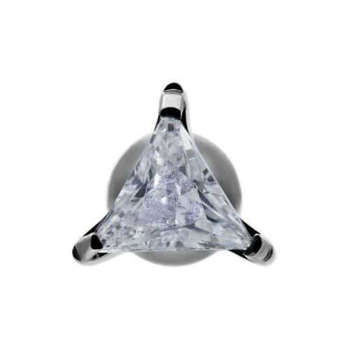 Barbell per orecchio in titanio nero con triangolo cristallino