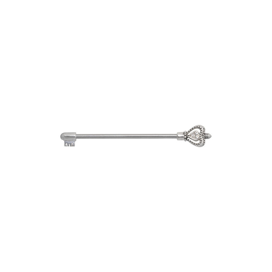 Barbell Chiave da Sogno Sailor Argento Barbell per orecchio in argento con design a chiave a cuore su sfondo bianco