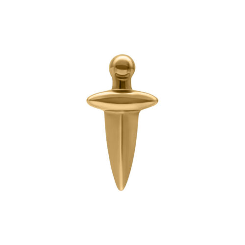 Punta per piercing dorata a forma di Dagger su sfondo bianco