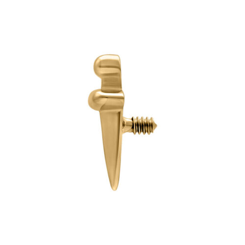 Punta piercing dorata a forma di pugnale con filettatura esterna, 0,8 mm