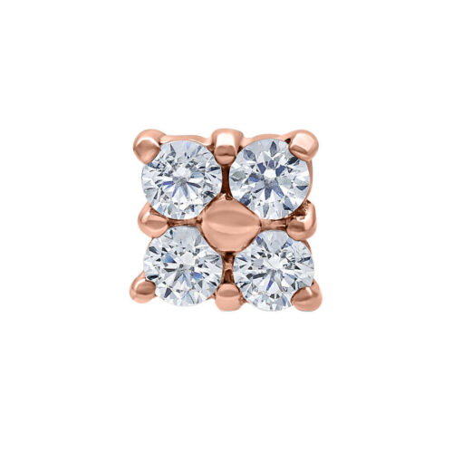 Attacco roségold con quattro cristalli chiari, vista frontale