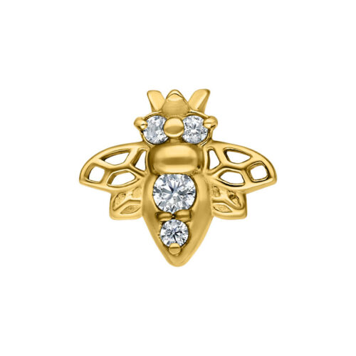 Ape dorata in acciaio chirurgico con pietre cristalline