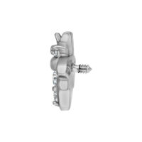 Ape d'argento in acciaio chirurgico con cristalli, diametro filettatura 0,8 mm