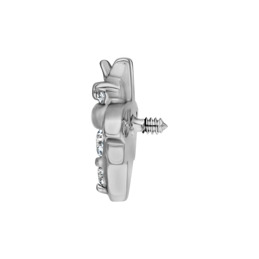 Ape d'argento in acciaio chirurgico con cristalli, diametro filettatura 0,8 mm