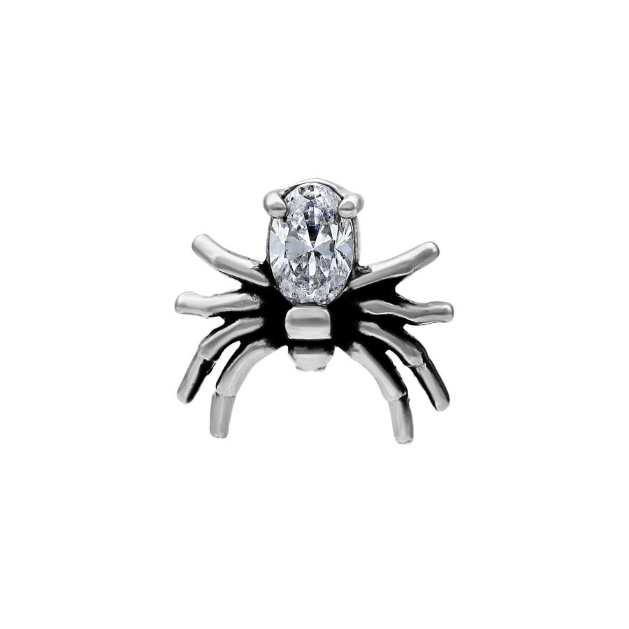 Accessorio Spider Argento in acciaio chirurgico con cristallo chiaro, filettatura 0,8 mm