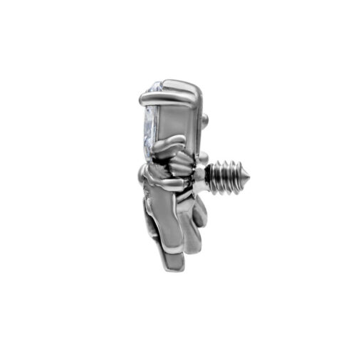 Accessorio Spider Argento in acciaio chirurgico con cristallo e filettatura esterna