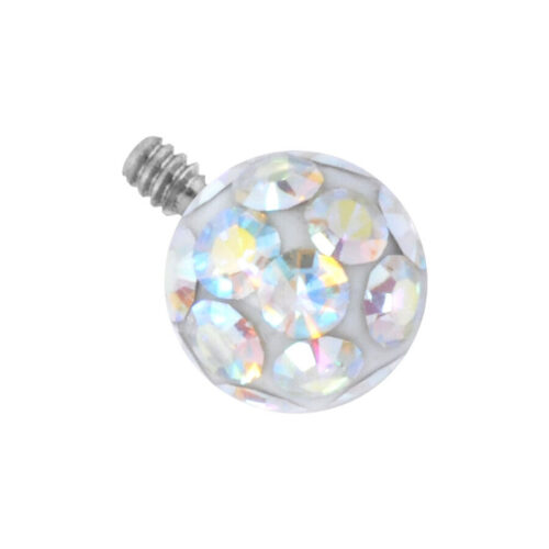 Attachment in argento con cristalli Aurora Boreale, sfera da 3 mm