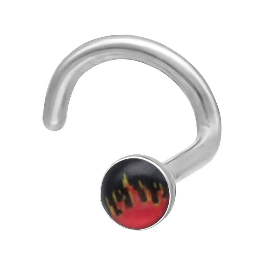 Icon Flame Nasenstecker in argento di Wildcat Nasenstecker in argento con motivo a fiamma su sfondo nero, forma curva
