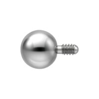 Sfera argento per Labret con filettatura esterna, adatta per piercing, su sfondo bianco