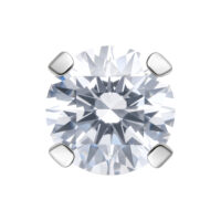 Attacco Prong Set cristallo chiaro con griffe in metallo argentato su sfondo bianco