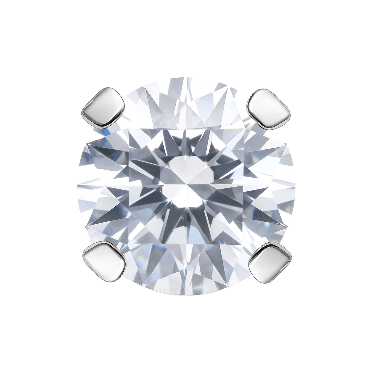 Attacco Prong Set cristallo chiaro con griffe in metallo argentato su sfondo bianco