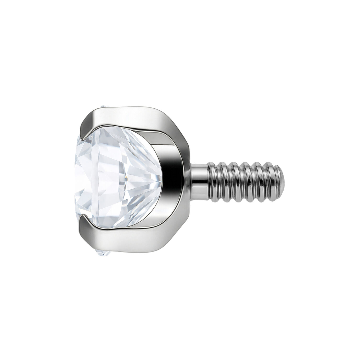 Accessorio Prong Set in argento con pietra cristallina su sfondo bianco