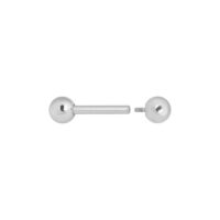 Barbell Internamente Filettato in Acciaio Chirurgico Barbell argento con filettatura interna e due sfere su sfondo bianco