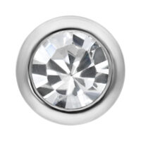 Piercing al naso in argento con pietra cristallina su sfondo bianco