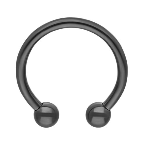 Barbell Circolare nero in titanio con filettatura esterna su sfondo bianco