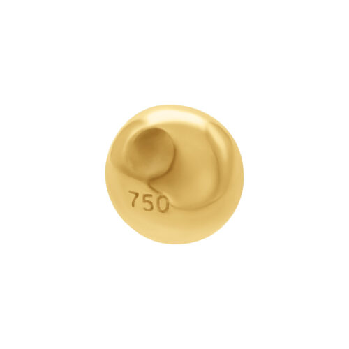Sfera Clip In dorata 18k con incisione 750 su sfondo bianco